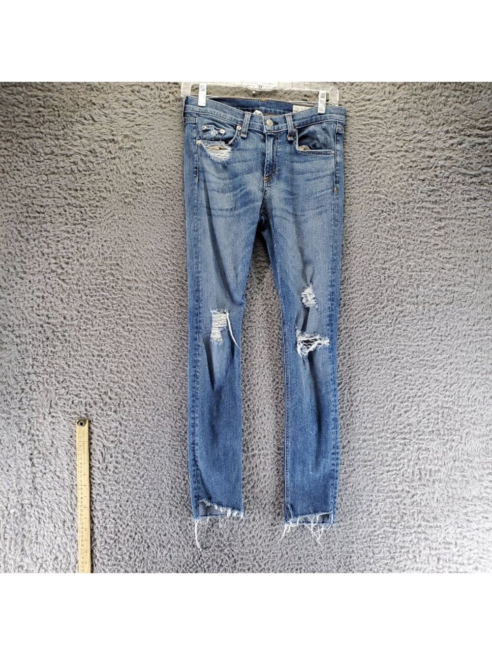 Rag & Bone Jeans Womens 27 Blue Skinny Distressed Denim Stretch *Read*
